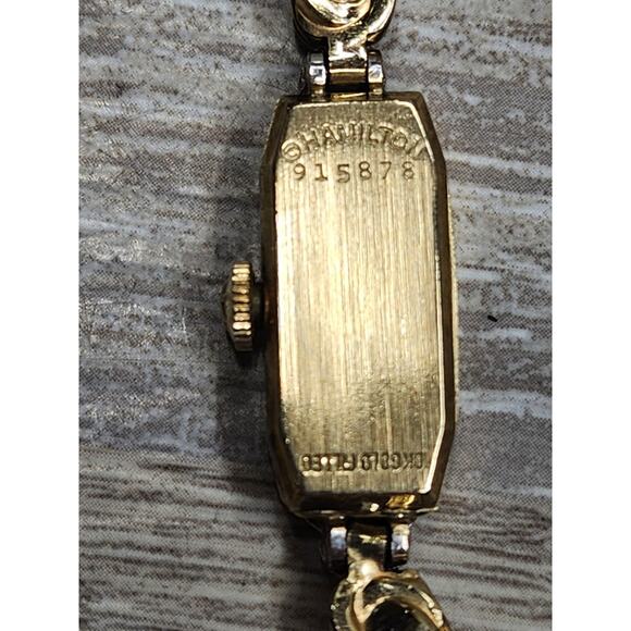 Vintage 10k gold filled Hamilton watch. Band is 1/20 10k GF and sterling silver - Picture 2 of 9